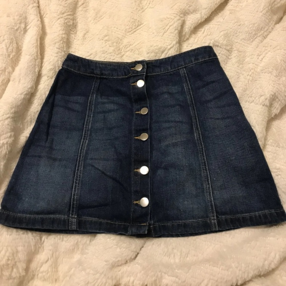 Button down denim miniskirt